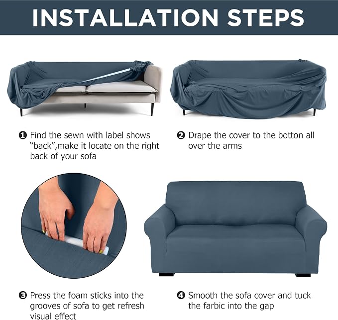 Peryiter 2 Pcs Sofa Covers Couch and Loveseat Covers Set Stretch Sofa Slipcover - Image 3