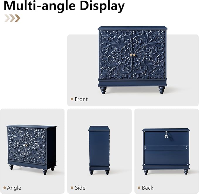 weselon Accent Cabinet with 2 Doors, Luxury Carving Board Storage Sideboard - Image 6