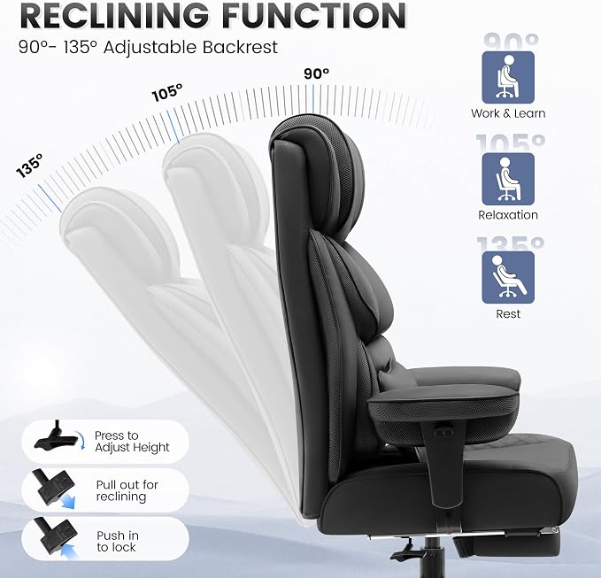 BestGlory Office Desk Chair, Big and Tall Leather Gaming Chair - Image 6