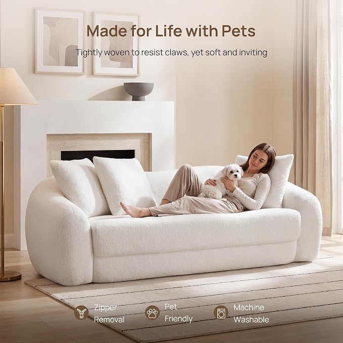 SICOTAS 90.6" Curved Convertible Sofa Couch Bed - Image 5