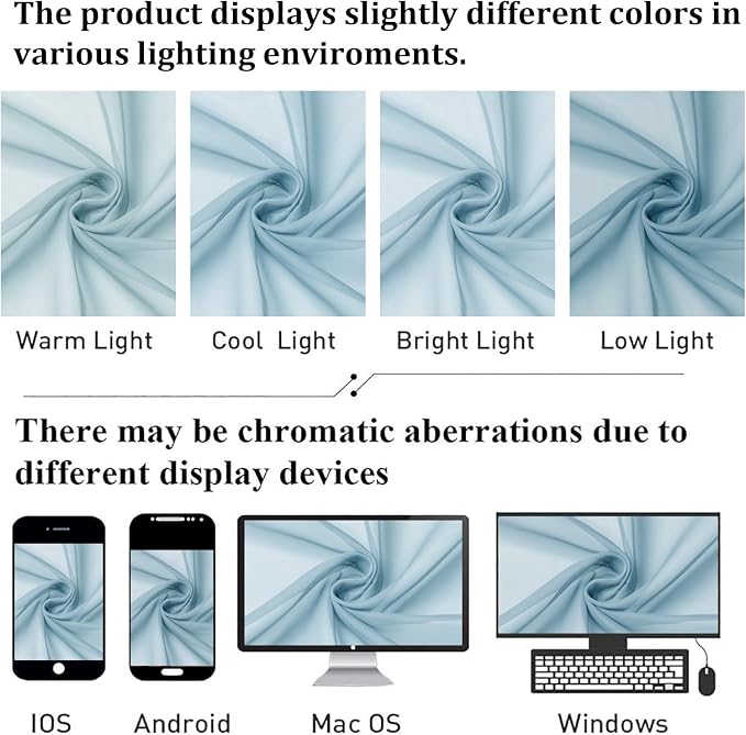 Lecloud Solid Voile Sky Blue Sheer Curtains 63 Inch Length 2 Panels, Dual Rod - Image 7