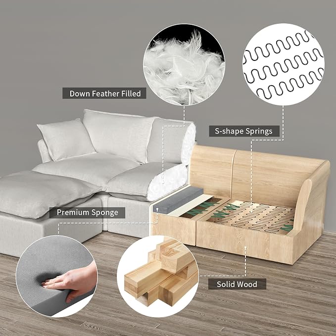 5 Seat V Shape Modular Sectional Couch Sofa - Image 4