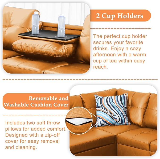 Wakefit Sectional Sofa Couch, Modern 4-Seaters Living Room Furniture Sets - Image 6