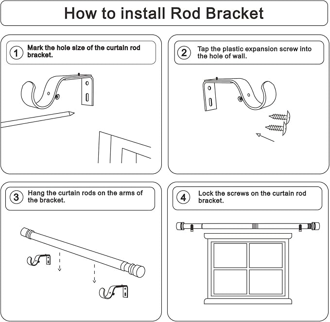 Byondeth Curtain Rods for Windows 16 to 200 Inches Adjustable Length 1 Inch - Image 7