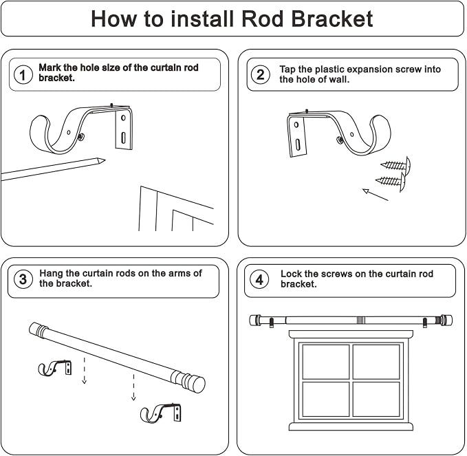 Byondeth Curtain Rods for Windows 16 to 170 Inches Adjustable Length 1 Inch - Image 7