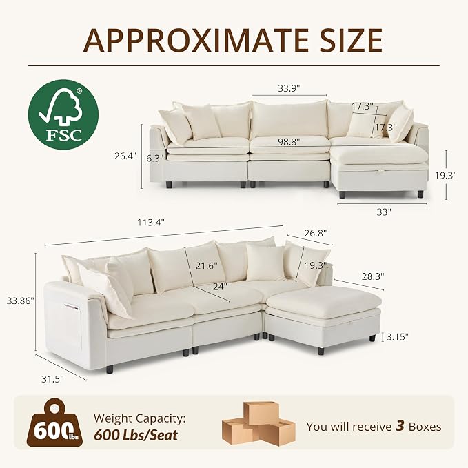 113.4'' Modular Sectional Sofa - Image 2