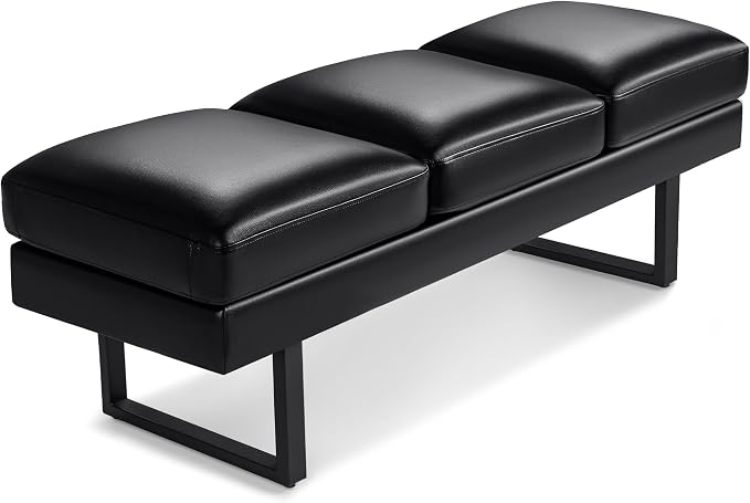 Furmax Waiting Room Chairs Faux Leather Office Guest Chair, 59.6 Inches by Furmax