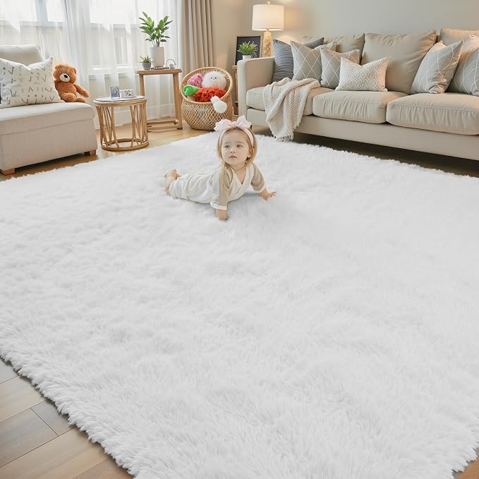 Rugs for Living Room 5x8, Alfombras para Salas Fluffy Shag Large Fuzzy Plush by Junhejiamei
