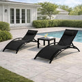 EROMMY Outdoor Chaise Lounge Set of 3, Reclining Patio Chairs by EROMMY