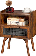 Lerliuo Rattan Nightstand, Boho Side Table by Lerliuo