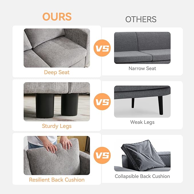 WUTUTUEE 58”Modular Sectional Loveseat Sofa, Modern Love Seat 2 Seater Sofa - Image 4
