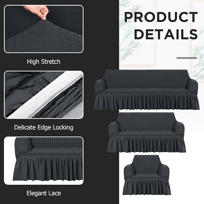 Fanfanwin 3 Pcs Sofa Slipcover Set - Image 3