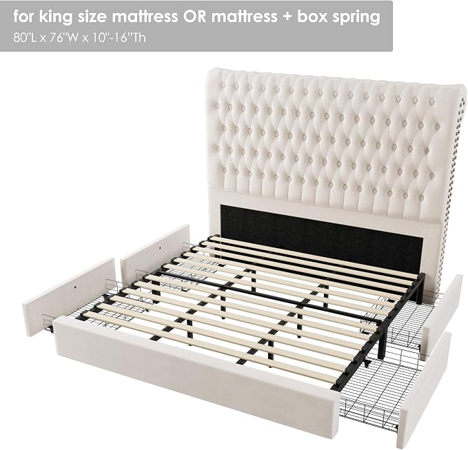 King Size Bed Frame 54" Tall Headboard - Image 8