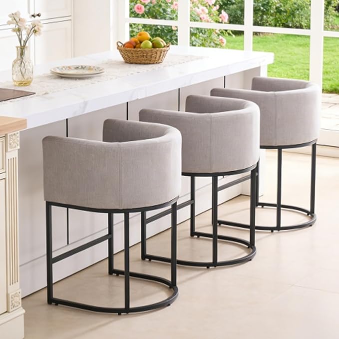 ClinQ 26" H Counter Height Bar Stools Set of 3, Modern Barrel Counter Stools by ExperienceExquisiteLife