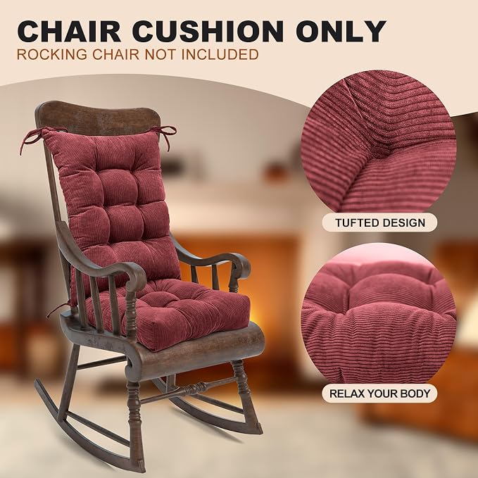 Lokex Rocking Chair Cushion Only, Tufted Non-Slip Comfortable Rocking Chair - Image 3