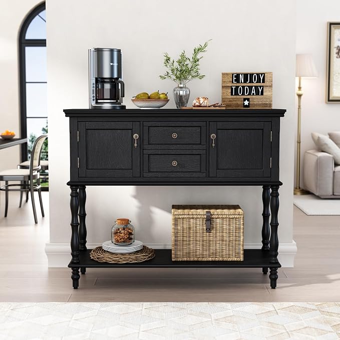 ARTPOWER Console Table with 2 Drawers, Retro Entryway Table with 2 Door - Image 4