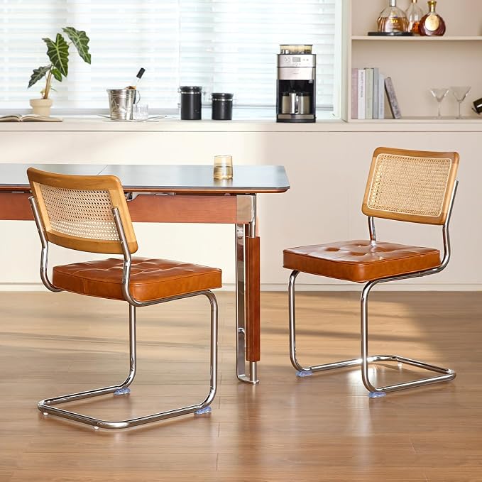 GrandNoor Rattan Dining Chairs Set, Wooden Mid Century Modern Dining Room Chairs - Image 4