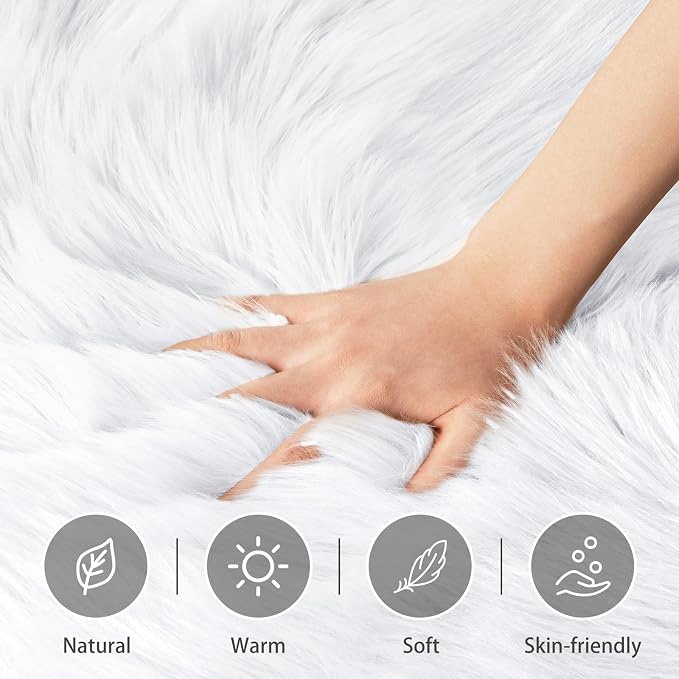 Ciicool Ultra Soft Faux Sheepskin Fur Rug Fluffy Chair Rug - Image 4