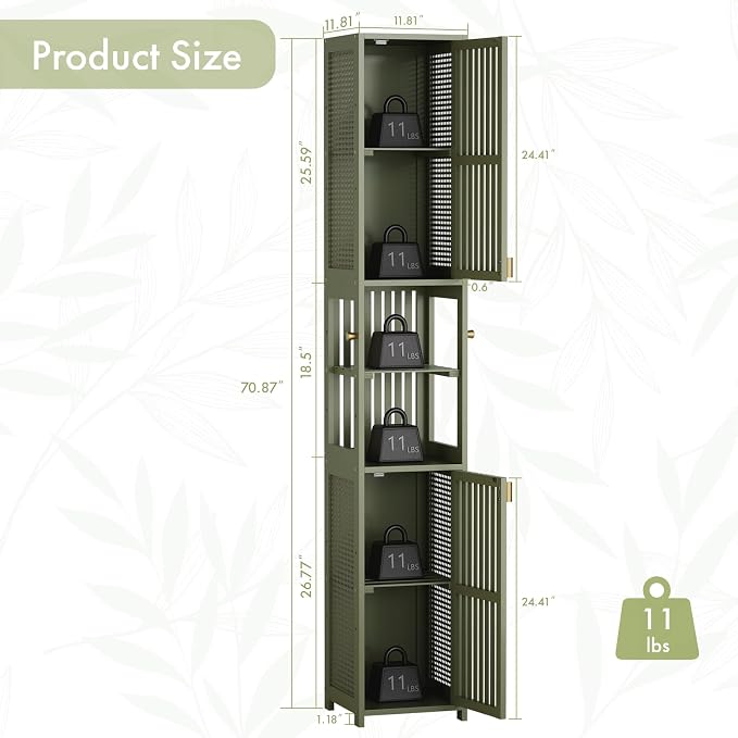 Amazer Tall Bathroom Storage Cabinet 70'', Freestanding Cabinet Storage - Image 2