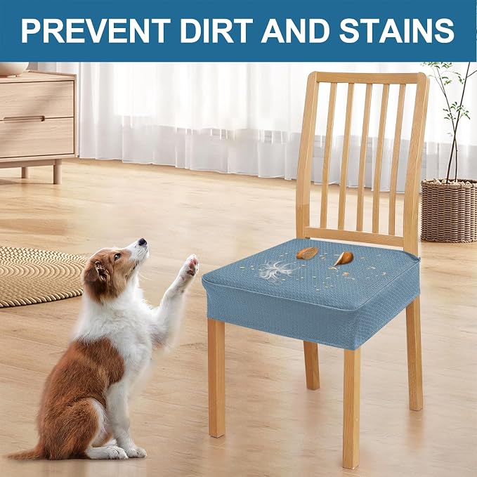 Smiry Waterproof Seat Covers for Dining Room Chairs Set of 6, Stretch Jacquard - Image 6