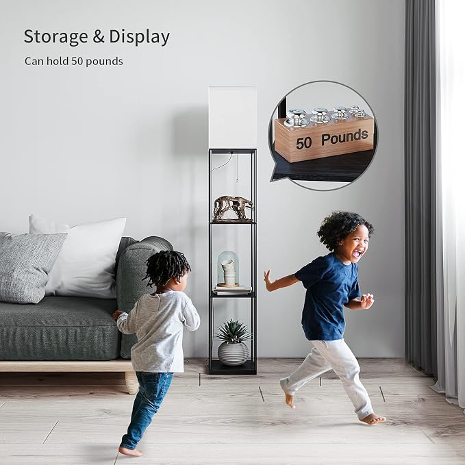 SUNMORY Floor Lamp with Shelves, Modern Square Standing Lamp with 3 Color - Image 7