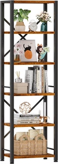 Furologee 6 Tier Tall Bookshelf, Industrial Narrow Bookcase, Display Standing by Furologee
