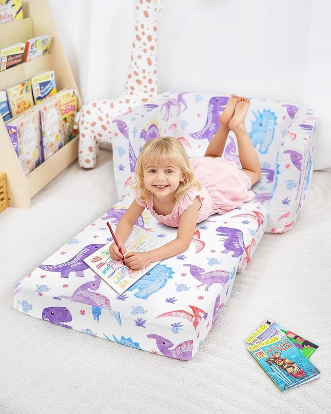 Kids Couch, 2-in-1 Kids Fold Out Couch, Convertible Sofa to Lounger - Image 9
