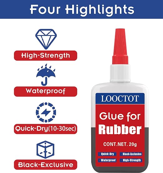LOOCTOT Black Rubber Glue, Super Instant Glue Bonding Between Rubbers, Rubber - Image 5