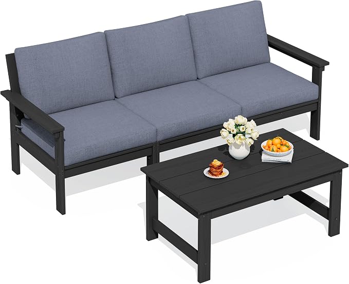 SERWALL HDPE Patio Sofa Set, 4-piece Sectional Outdoor Furniture Set, All by SERWALL