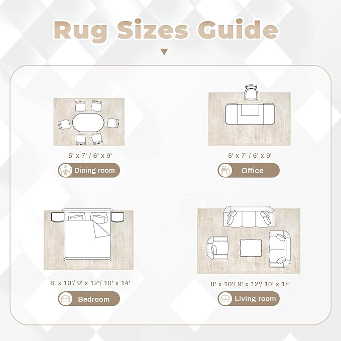 Area Rugs 6x9 for Living Room: Washable Rug Modern Abstract Neutral Soft - Image 8