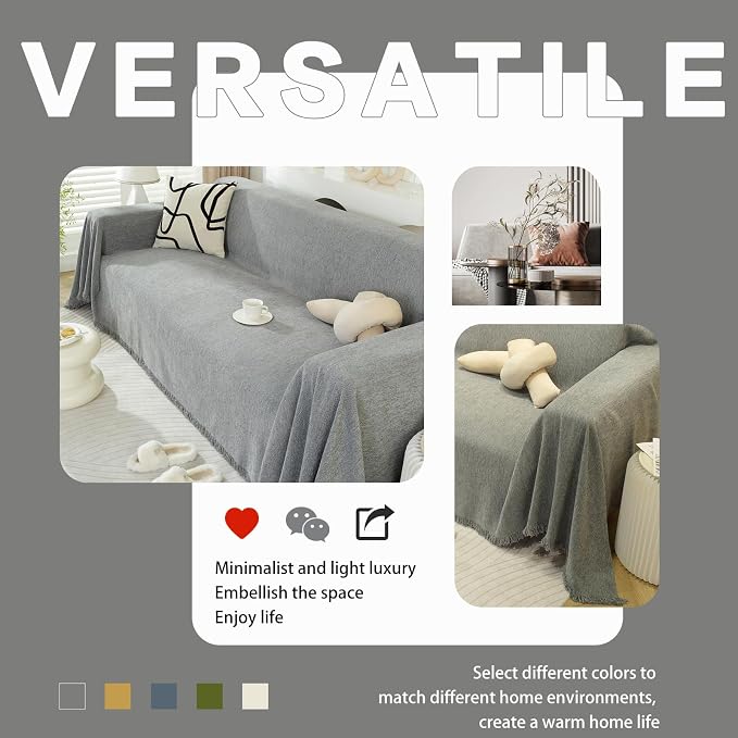 DREAMINGO Modern Minimalism Light Grey Couch Cover Sectional Sofa Covers - Image 6