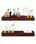 Solid Wood Floating Shelves, 15in Finished Real Wood Wall Shelves by Unknown