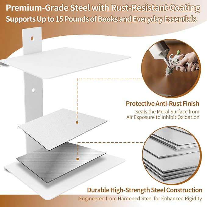 Invisible Floating Bookshelves 4 Tier, Heavy Duty Metal Book Organizer - Image 7