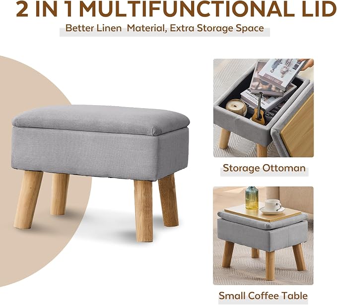 Storage Ottoman, Small Foot Stool Ottoman - Image 5