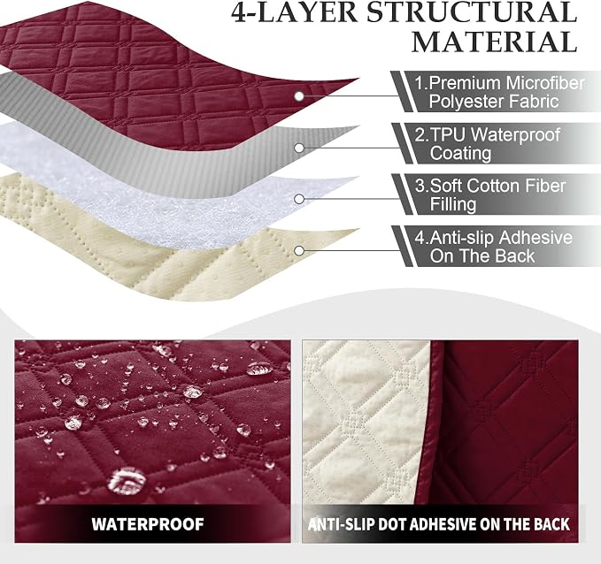 Genina L Shape Couch Cover, Sectional Couch Chaise Covers, Waterproof Washable - Image 4