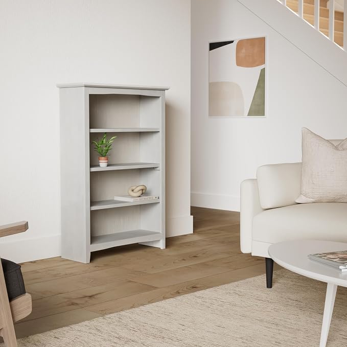 Shaker Solid Wood Bookcase, Washed Gray Taupe - Image 2