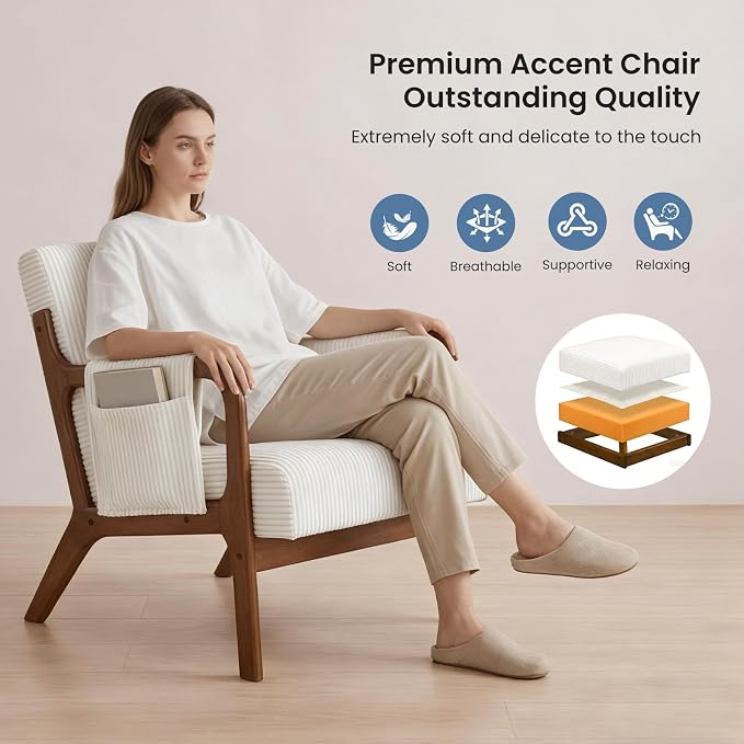 DUMOS Accent Chairs Set of 2, Mid Century Modern Accent Chair - Image 3