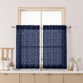 Chyhomenyc Navy Blue Sheer Curtains 36 Inch Length, Light Filtering Leaf Tufted by Chyhomenyc