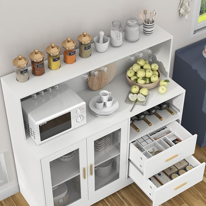 Bar Cabinet for Home with LED Light, Coffee Bar Cabinet with Wine & Glass Rack - Image 7