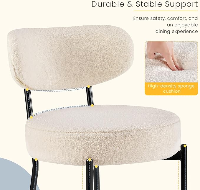 DUMOS Dining Chairs Set of 4, Mid Century Modern Chair Round Upholstered Curved - Image 3