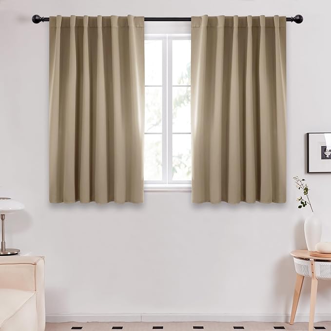 Deconovo Solid Back Tab and Rod Pocket Curtains Thermal Insulated Blackout by Deconovo