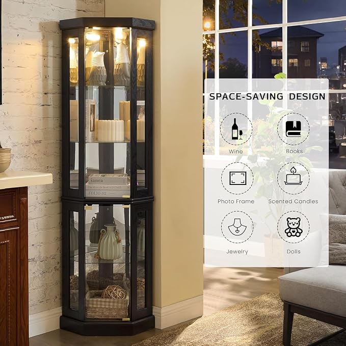 Anwick Corner Display Curio Cabinets - Image 3