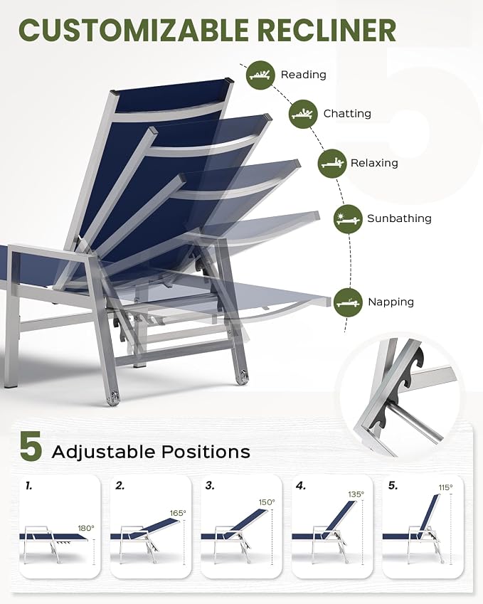 Patio Chaise Lounge Chair Outdoor Set of 2 - Image 4