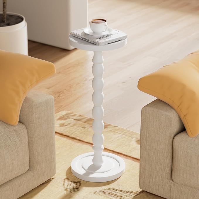 Solid Wood Drink Table, Rubber Wood‌ Small Round Side Table - Image 2