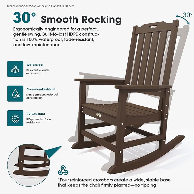 THOEOE Oversized Rocking Chair Set of 2, Outdoor Rocking Chair - Image 3