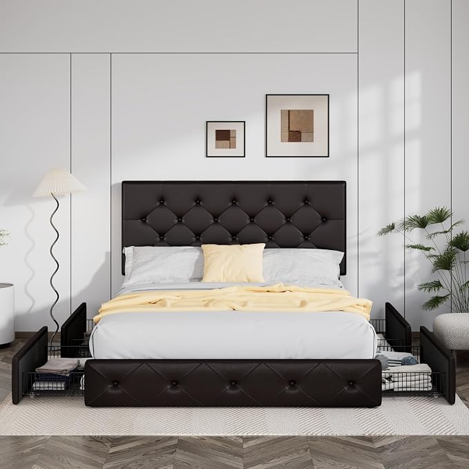 Allewie Upholstered Queen Size Platform Bed Frame - Image 3