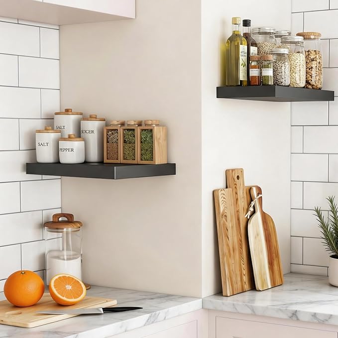 17.5in Floating Shelves for Wall, Wall Mounted Shelves for Decor Storage Set of - Image 7