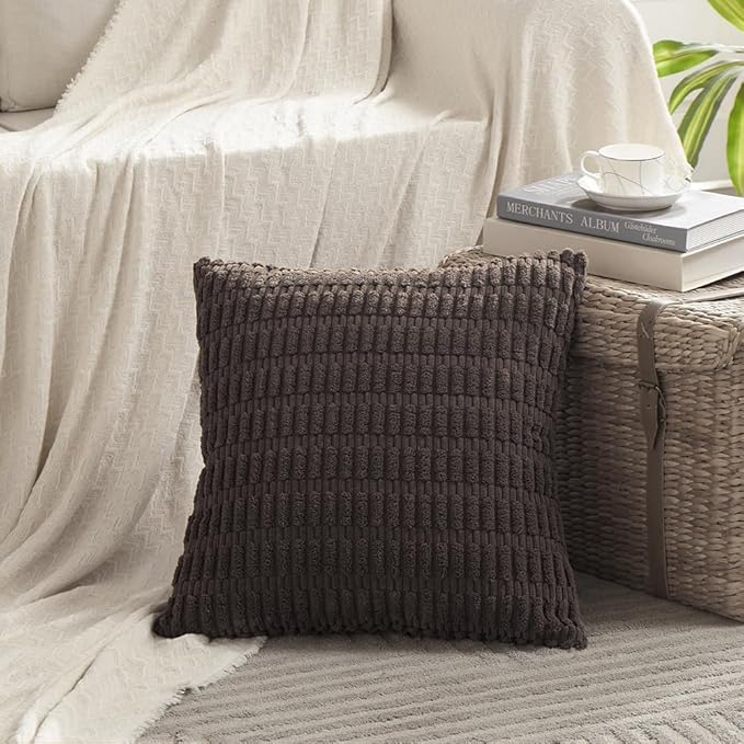 Fancy Homi 4 Packs Boho Dark Brown Decorative Throw Pillow Covers 26x26 Inch - Image 2