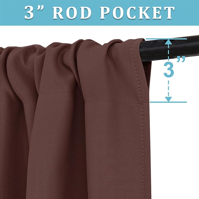 RYB HOME Blackout Curtains for Bedroom Living Room 63 inches Long, Thermal - Image 2