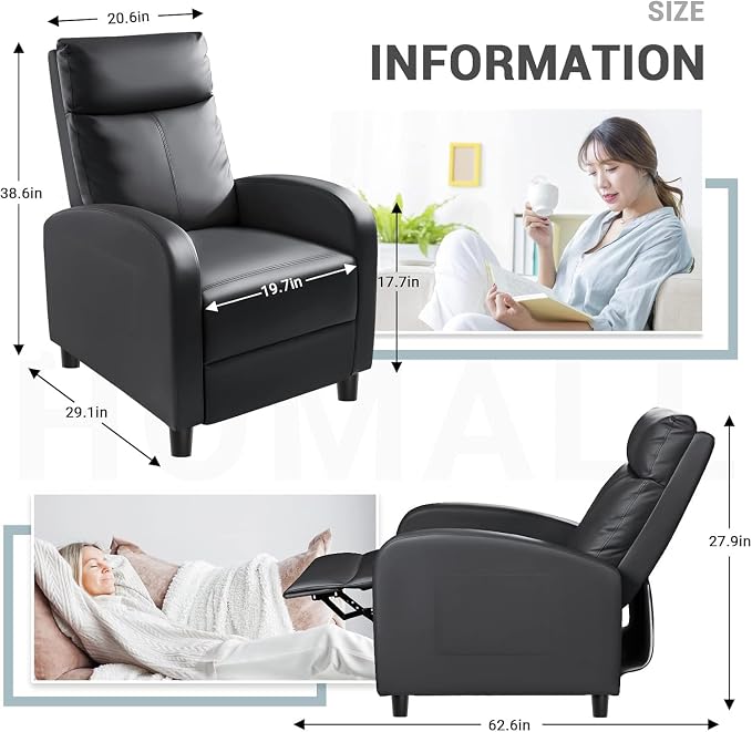 Homall Recliner Chair, Recliner Sofa PU Leather - Image 3